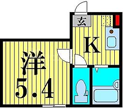 マーレ綾瀬 1階1Kの間取り