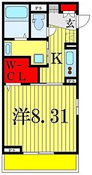 コンフォール高砂 1階1Kの間取り