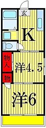 清田コーポ 2階2Kの間取り