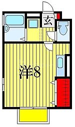 京成本線 江戸川駅 徒歩3分の賃貸アパート 2階ワンルームの間取り