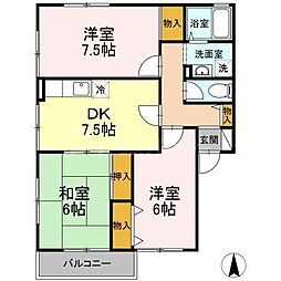 都営新宿線 一之江駅 徒歩25分の賃貸アパート 1階3DKの間取り