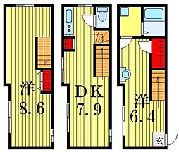 京成押上線 四ツ木駅 徒歩7分の賃貸アパート 3階2DKの間取り