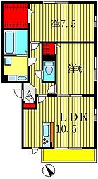 ラヴィタ 2階2LDKの間取り