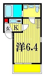 京成本線 堀切菖蒲園駅 徒歩5分の賃貸アパート 2階1Kの間取り