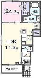 JR常磐線 金町駅 徒歩8分の賃貸アパート 1階1LDKの間取り