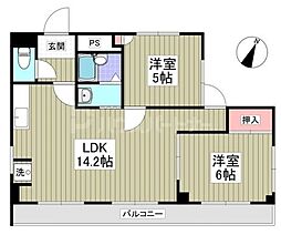 東武亀戸線 小村井駅 徒歩4分の賃貸マンション 5階2LDKの間取り