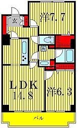 アコール北千住 13階2LDKの間取り
