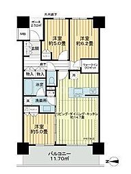 シティータワー金町 6階3LDKの間取り