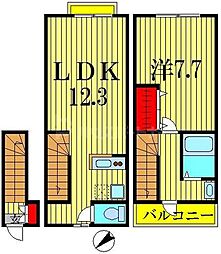 東武伊勢崎線 曳舟駅 徒歩1分の賃貸アパート 3階1LDKの間取り