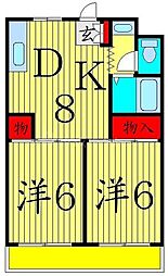 松浦コーポ 2階2DKの間取り