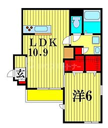 京成本線 お花茶屋駅 徒歩6分の賃貸マンション 1階1LDKの間取り