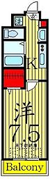 東京メトロ千代田線 綾瀬駅 徒歩8分の賃貸マンション 7階1Kの間取り