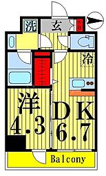 京成押上線 八広駅 徒歩10分の賃貸マンション 7階1DKの間取り