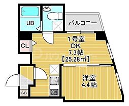 京成本線 江戸川駅 徒歩7分の賃貸マンション 3階1DKの間取り