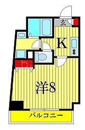 JR常磐線 金町駅 徒歩8分の賃貸マンション 7階1Kの間取り