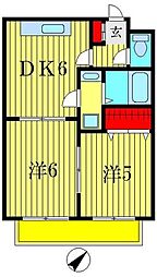 ソレアード21 3階2DKの間取り