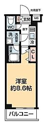 京成本線 お花茶屋駅 徒歩6分の賃貸マンション 2階1Kの間取り