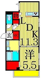 スプリーム 1LDKの間取図画像