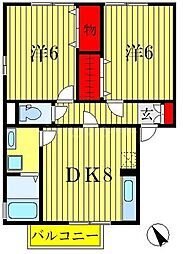 AMHeart 2DKの間取図画像