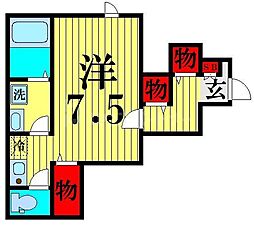 クレアール柴又874番館 ワンルームの間取図画像