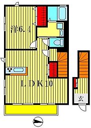 アローシックス2 1LDKの間取図画像