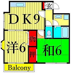 アルカディアEZ 2DKの間取図画像