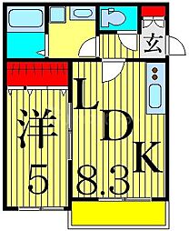 メープルコート 1LDKの間取図画像