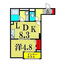FUKU Stage 1LDKの間取図画像