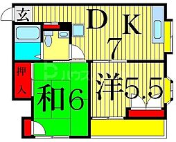 ハイツサンクレール 2DKの間取図画像