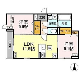 セレスティア北小岩III 2LDKの間取図画像