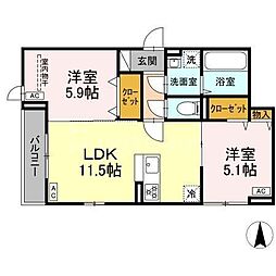 セレスティア北小岩III 2LDKの間取図画像