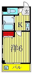 アビタシオン新宿 1Kの間取図画像