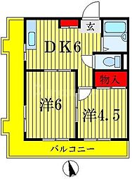 ジュンコーポ 2DKの間取図画像
