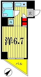 コスモ亀有5 1Kの間取図画像
