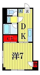 サンロイヤル 1DKの間取図画像