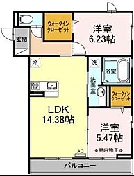 エトスレヴァン 2LDKの間取図画像