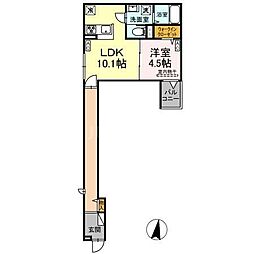 グラナーデ興宮町 1LDKの間取図画像