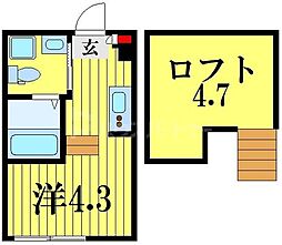 エアル北小岩 1Kの間取図画像
