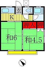 第一中島荘 2Kの間取図画像