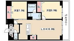 カスタリア新栄2 2LDKの間取図画像