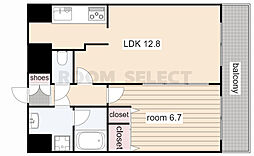 プレサンス名古屋STATIONアブソリュート 1LDKの間取図画像