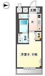 ラ・プラース古出来 1Kの間取図画像