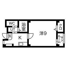 J's葵 1Kの間取図画像