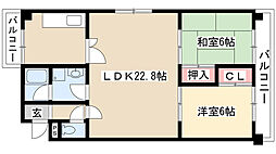 アーバン京命1 2LDKの間取図画像