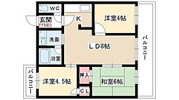 スペースデュークK 3LDKの間取図画像