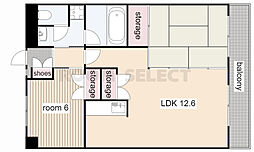 エクセル石仏 2LDKの間取図画像