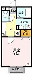 パセオ稲生 1Kの間取図画像