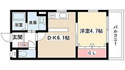 アルカディア7 1DKの間取図画像