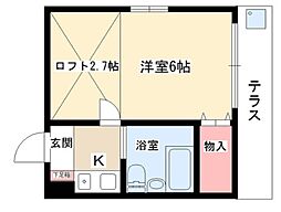 ハイツ上社 1Kの間取図画像