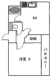 沢上コーポ 1DKの間取図画像